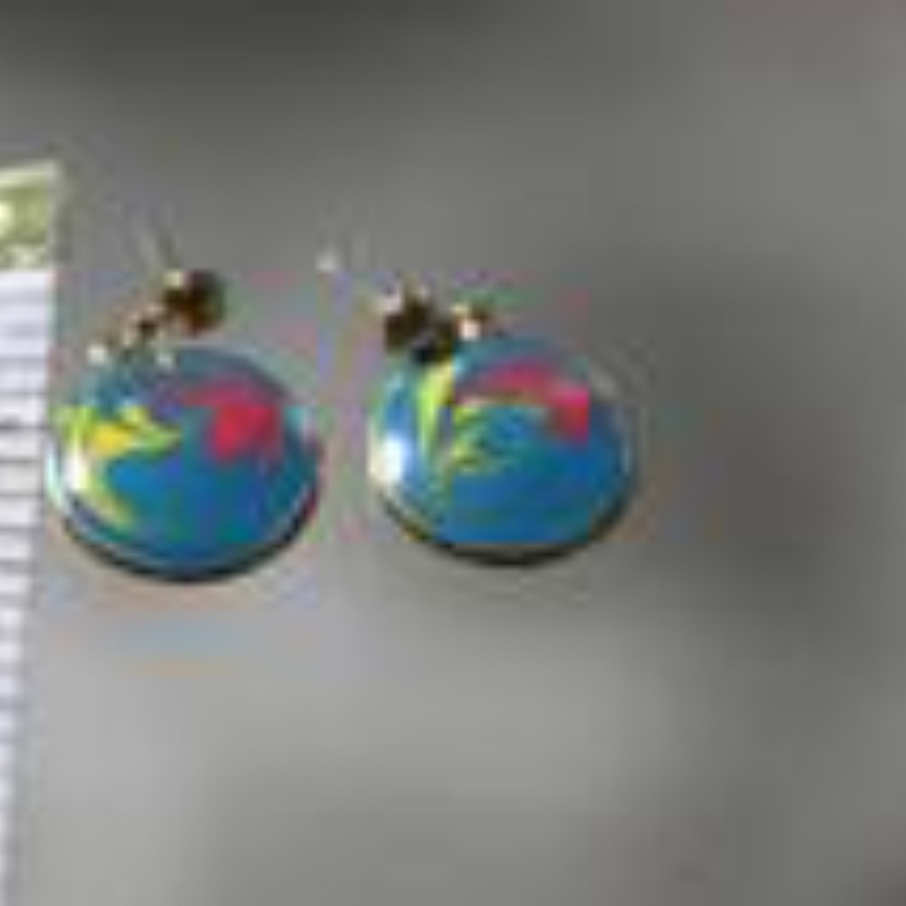Multi Color Round Dangle Earrings - Picture 3 of 4